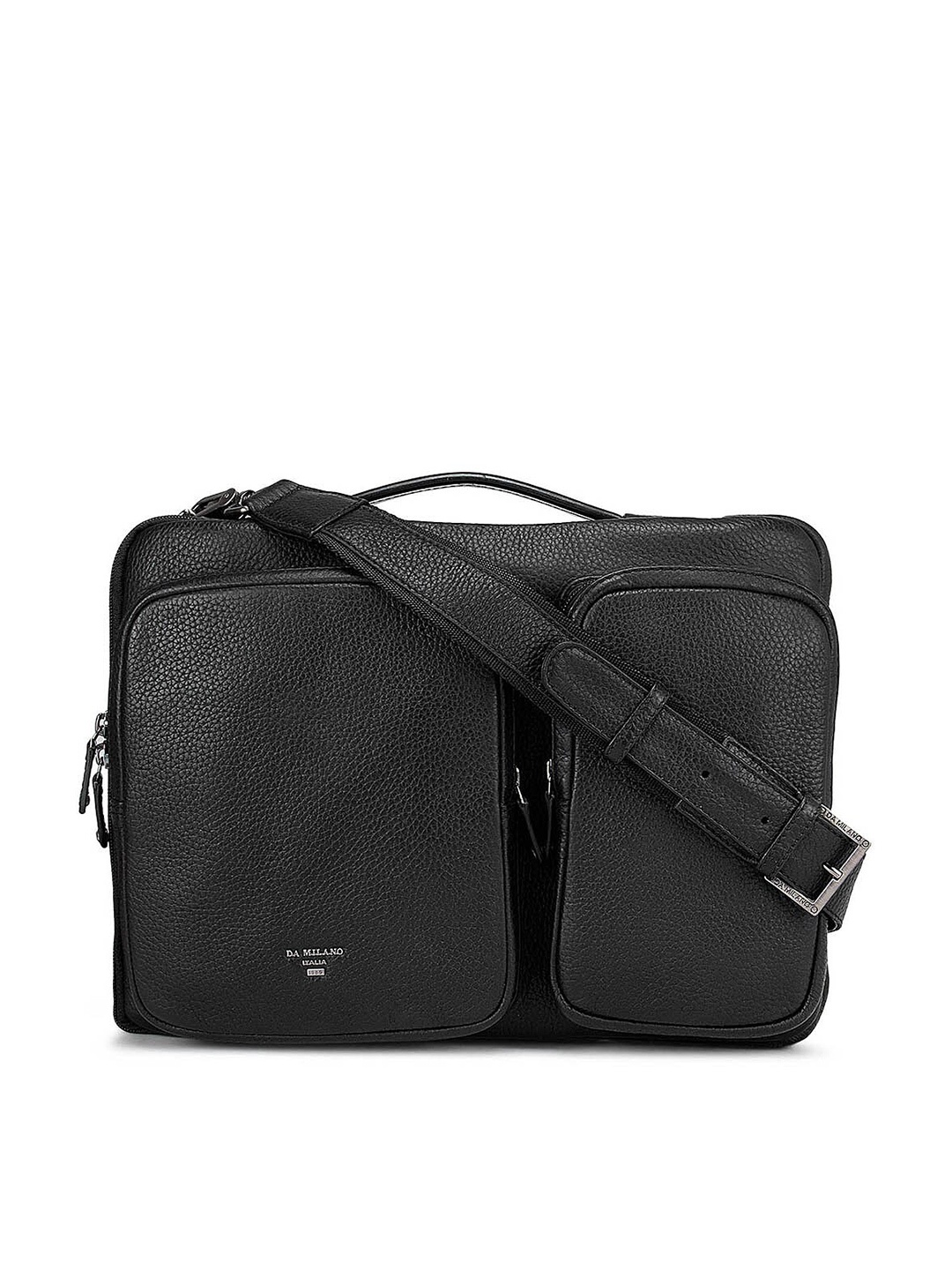 

Da Milano Unisex Black Textured Leather Tablet Sleeve