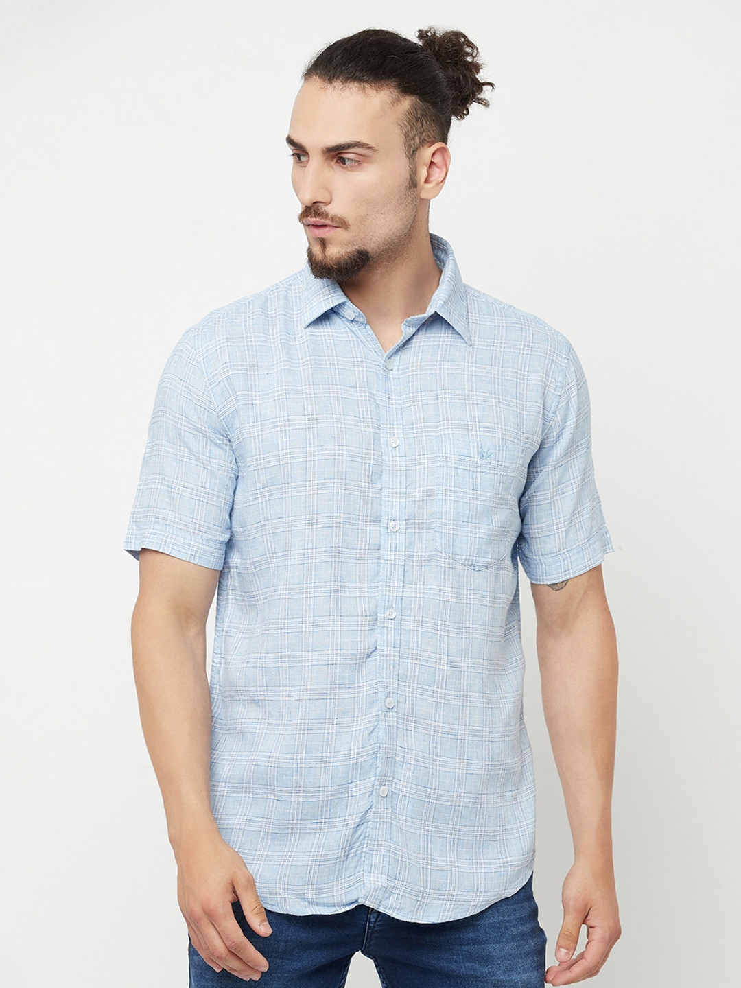 

Crimsoune Club Men Blue Slim Fit Checked Casual Shirt