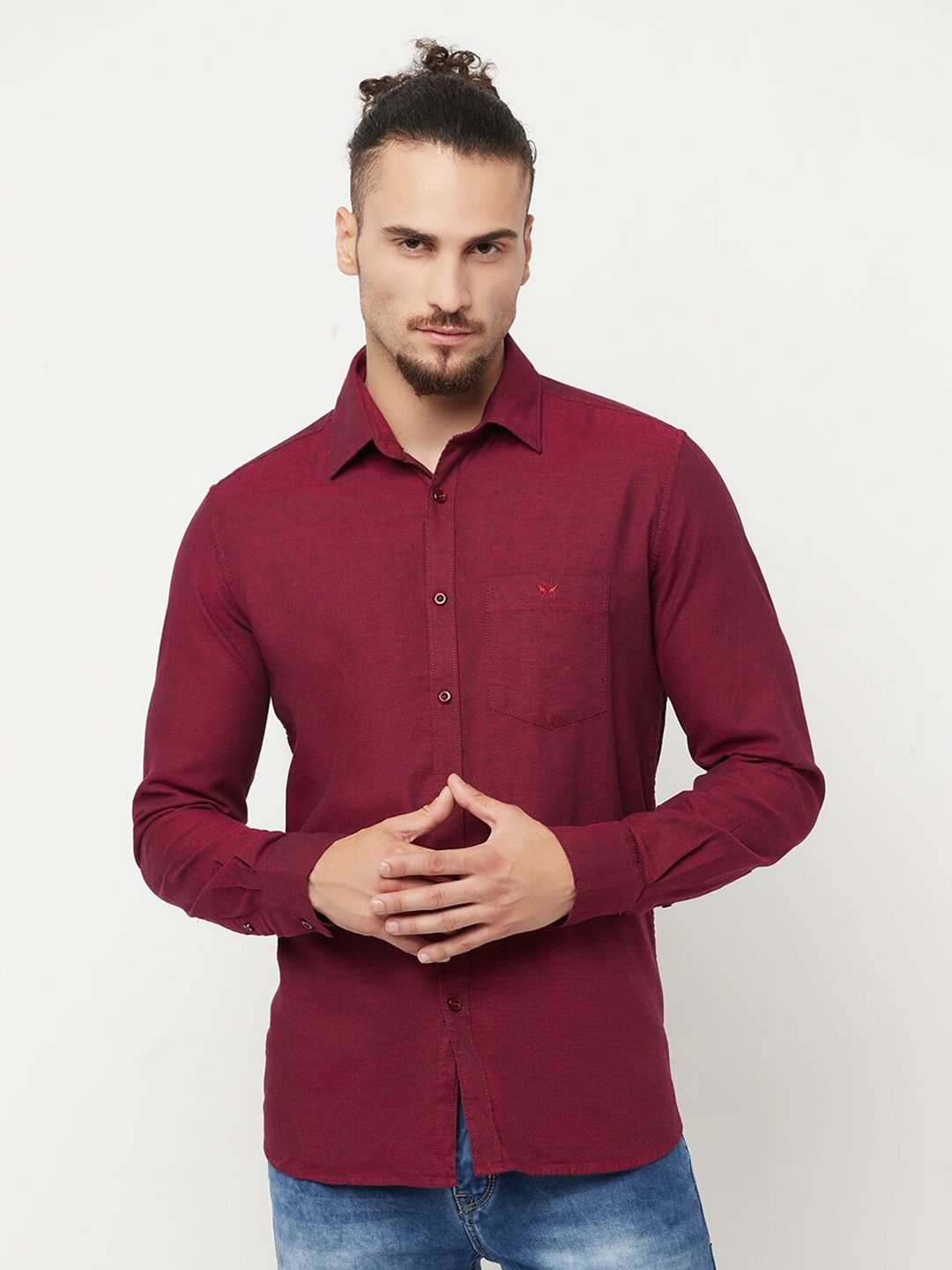 

Crimsoune Club Men Maroon Slim Fit Pure Cotton Casual Shirt