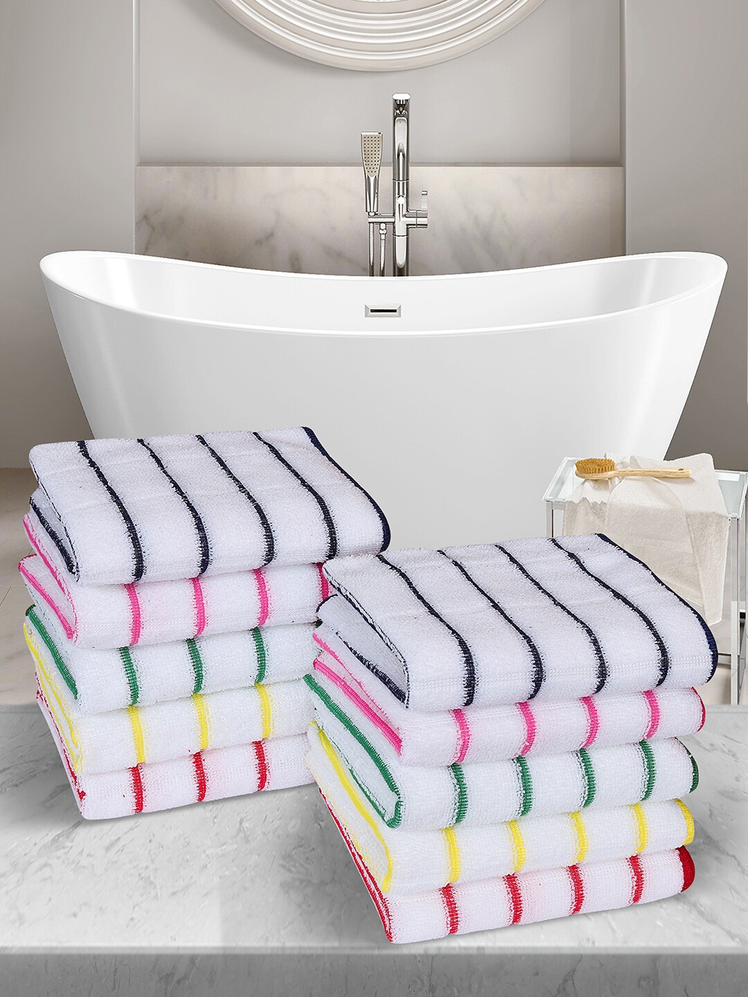 

ROMEE Set of 10 Quickly Absorbent & Soft Cotton Hand Towels, Multi