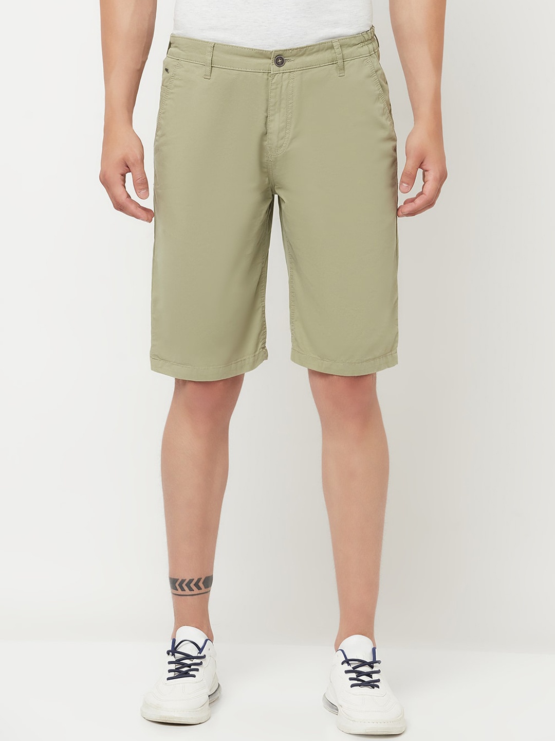 

Crimsoune Club Men Olive Green Slim Fit Pure Cotton Shorts