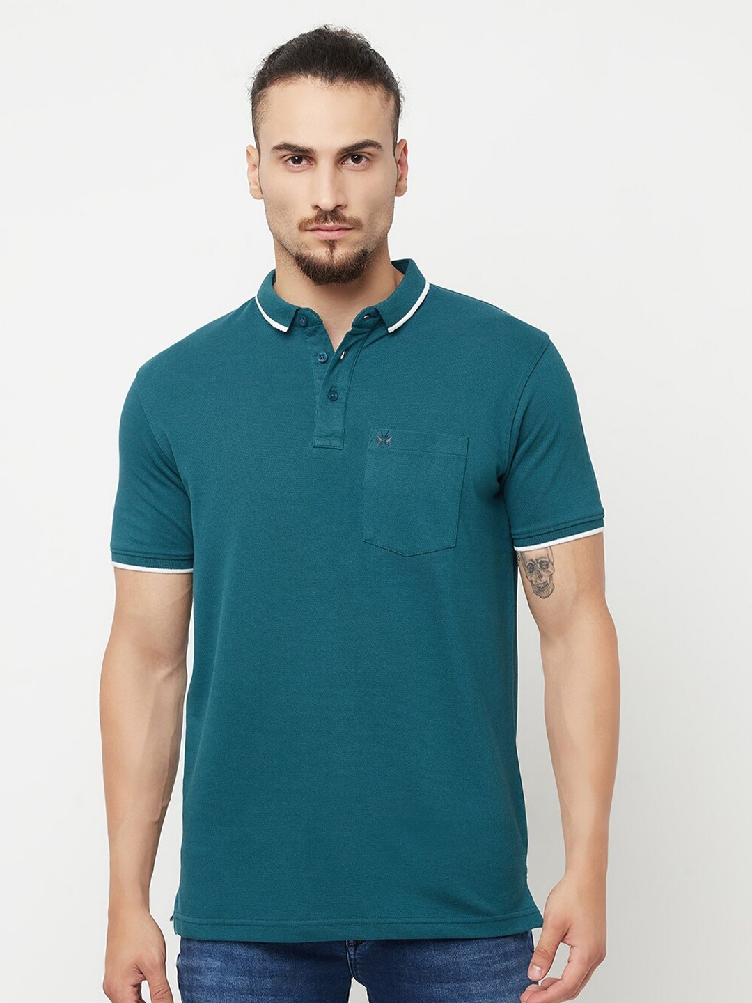 

Crimsoune Club Men Green Polo Collar T-shirt