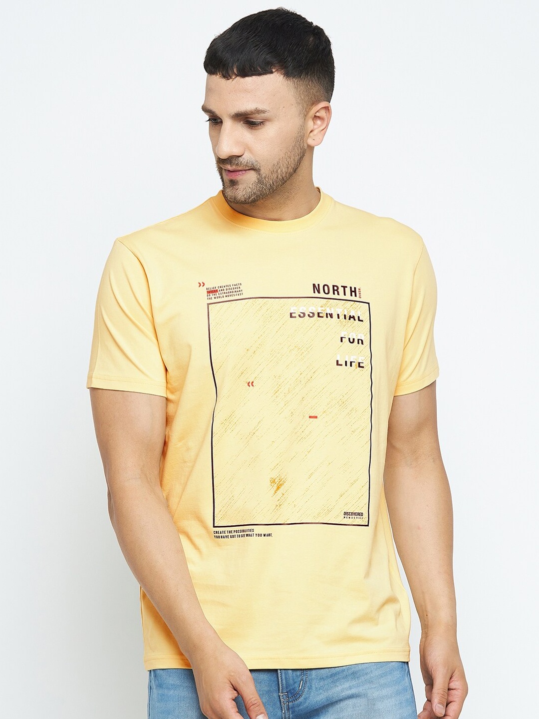 

98 Degree North Men Off White Typography Printed T-shirt