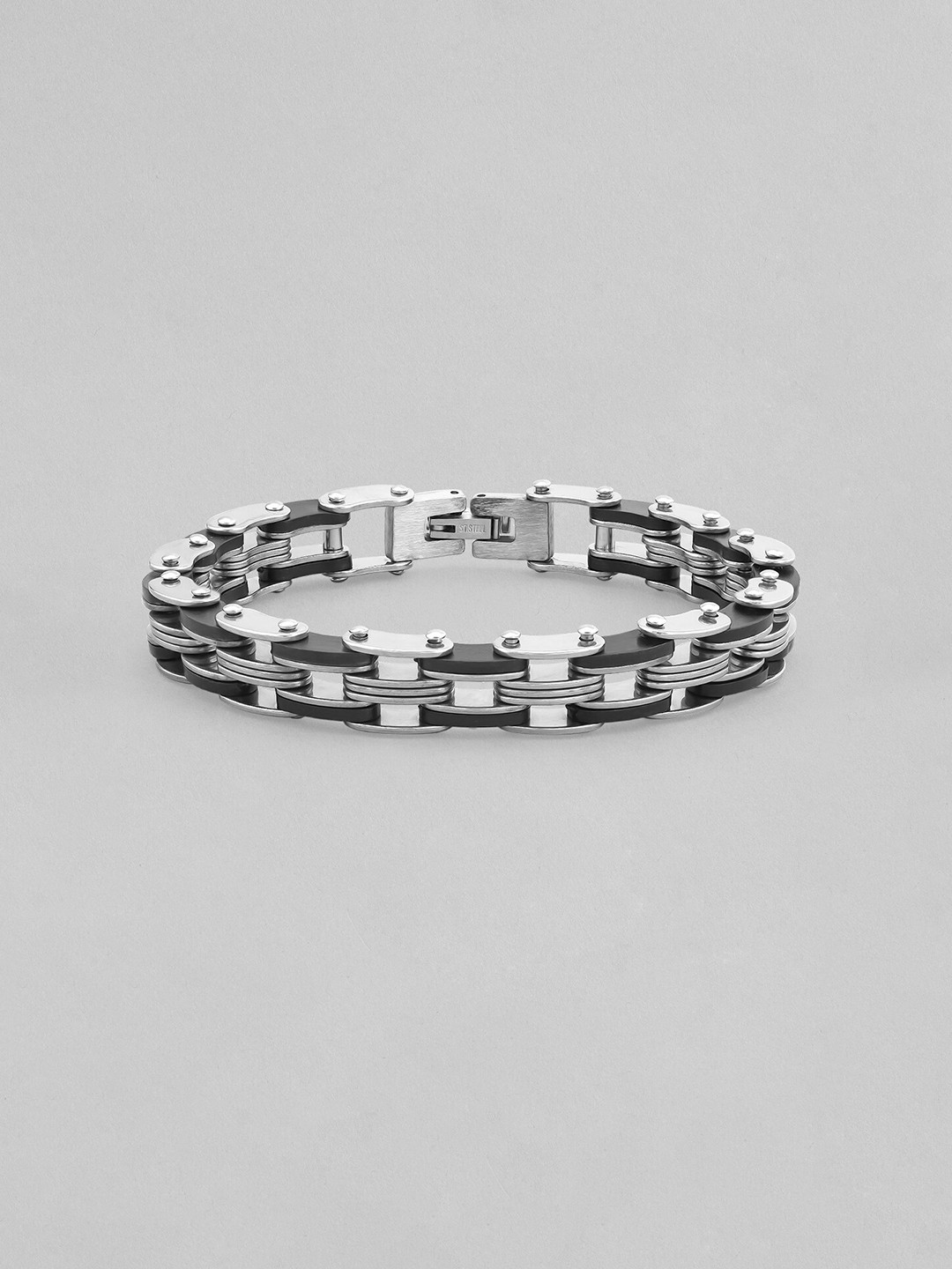 

Roadster Men Silver-Plated & Black Link Bracelet