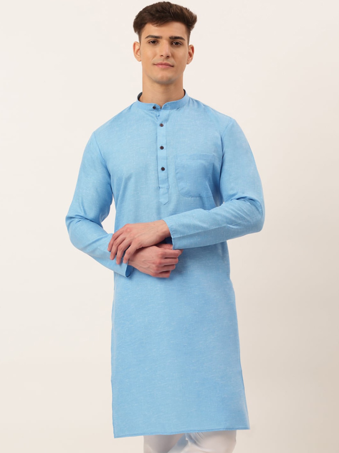 

Jompers Men Turquoise Blue Solid Kurta