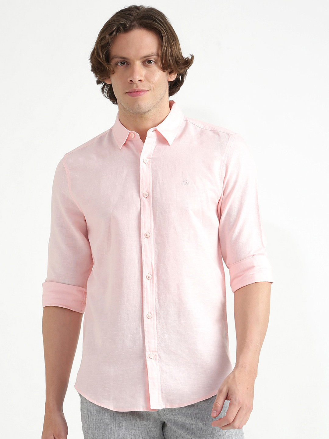 

United Colors of Benetton Men Pink Slim Fit Casual Shirt