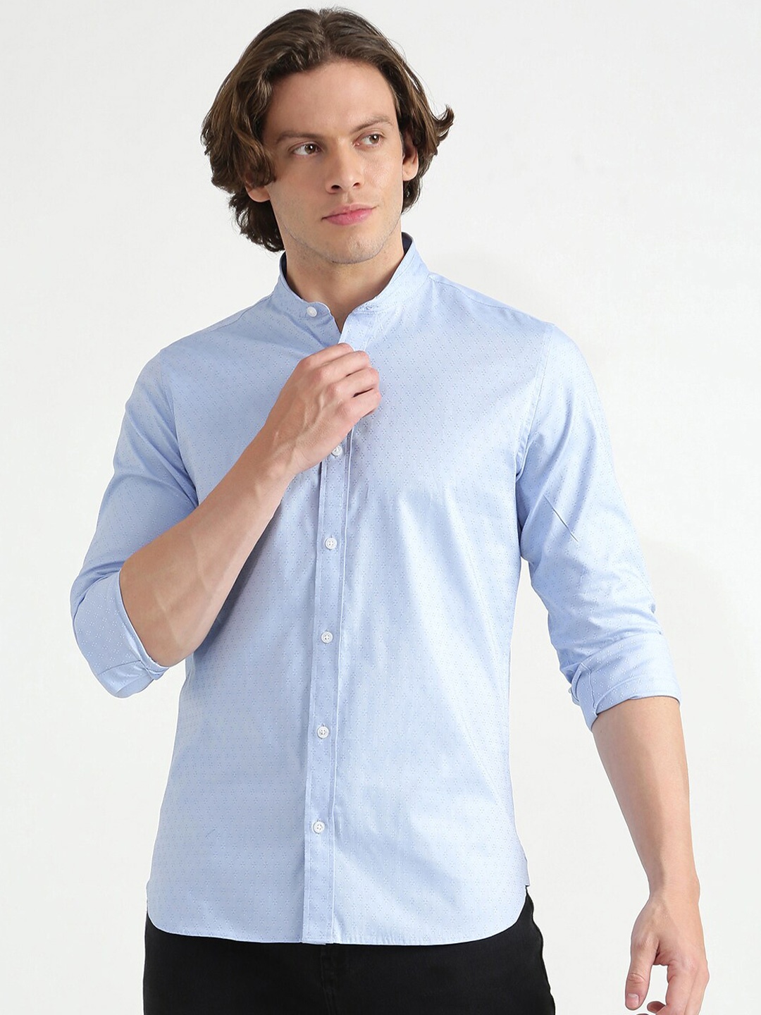 

United Colors of Benetton Men Blue Slim Fit Cotton Casual Shirt