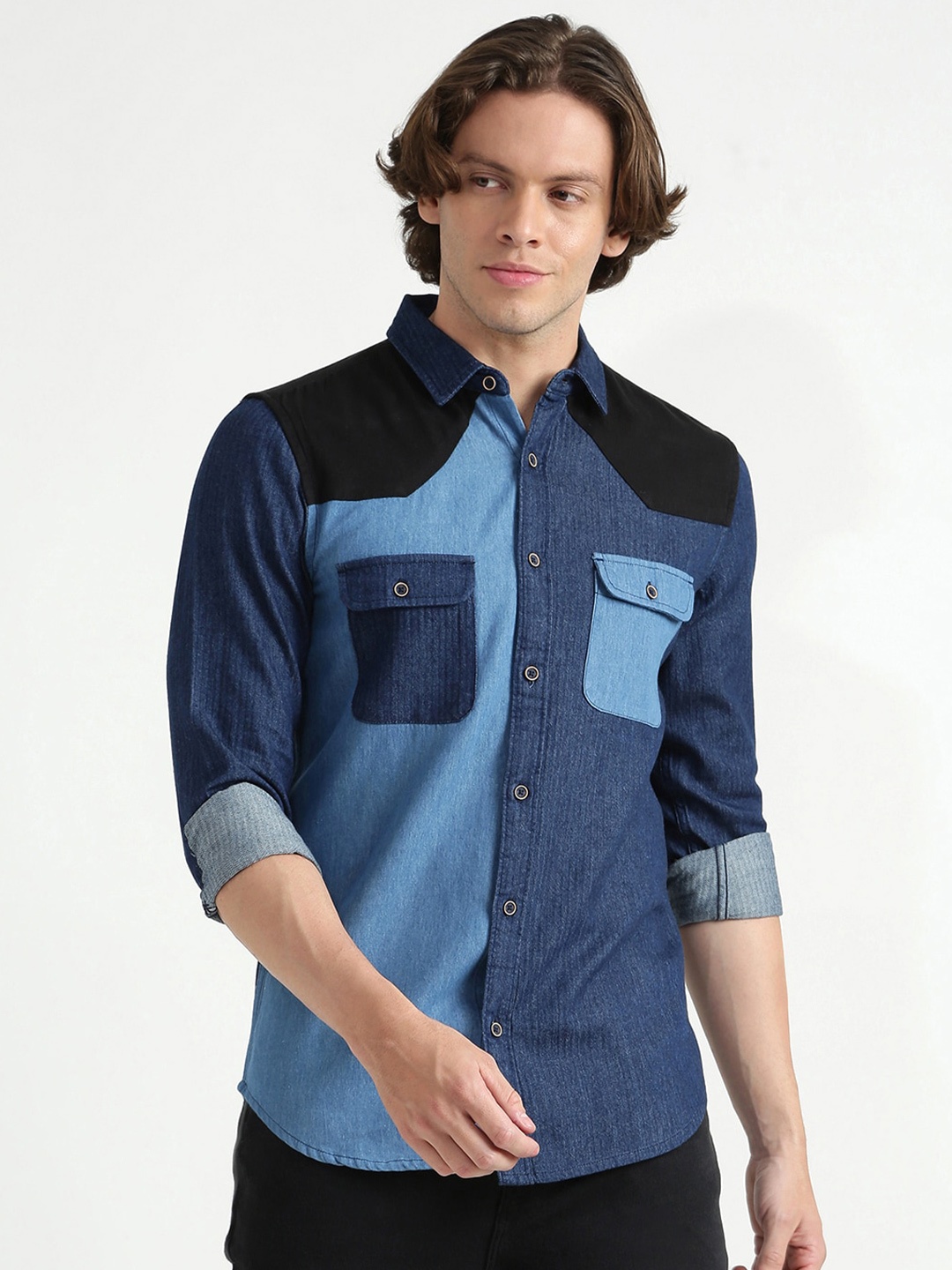 

United Colors of Benetton Men Blue Slim Fit Casual Shirt