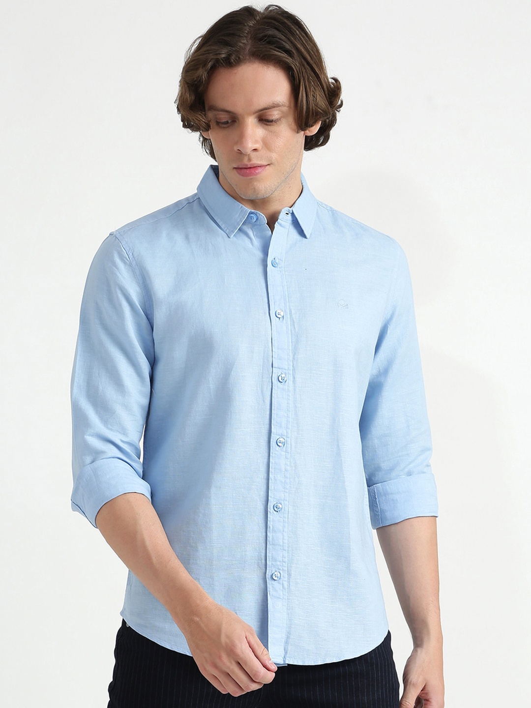 

United Colors of Benetton Men Blue Slim Fit Casual Shirt
