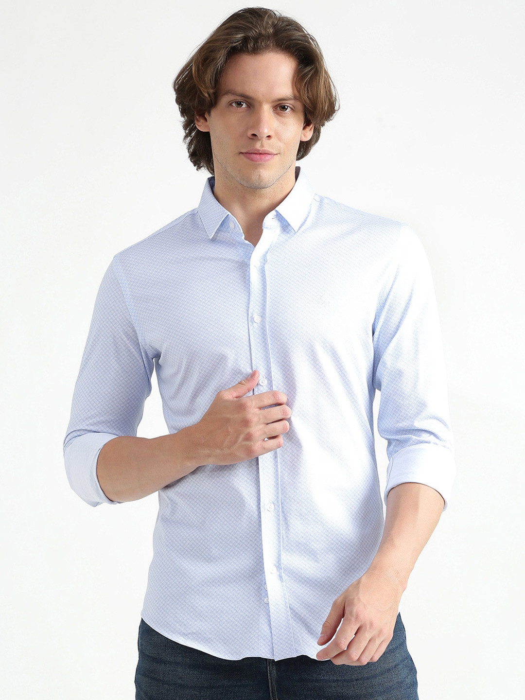 

United Colors of Benetton Men Blue Slim Fit Pure Cotton Casual Shirt