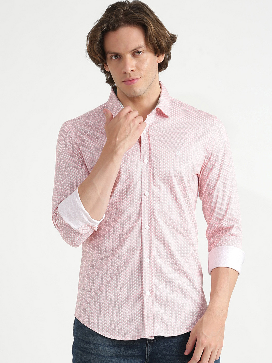 

United Colors of Benetton Men Pink Slim Fit Printed Pure Cotton Casual Shirt