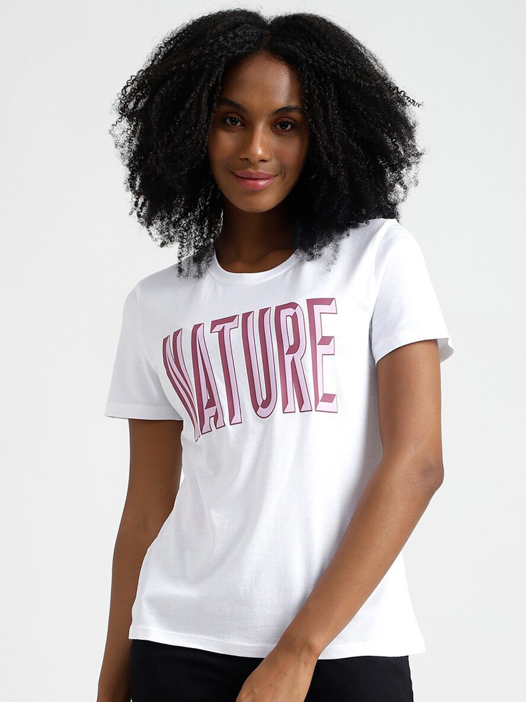 

United Colors of Benetton Women White Typography Printed T-shirt