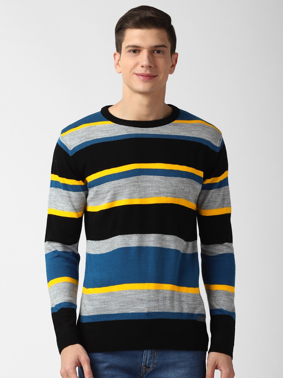 

Peter England Casuals Men Multicoloured Striped Pullover Sweater, Multi