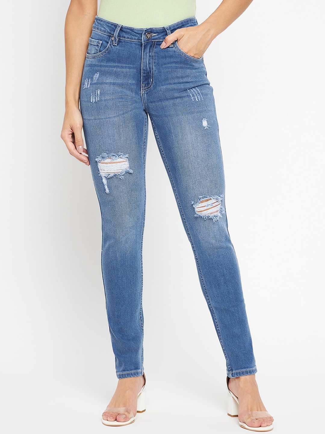 

Madame Women Blue Mildly Distressed Light Fade Jeans