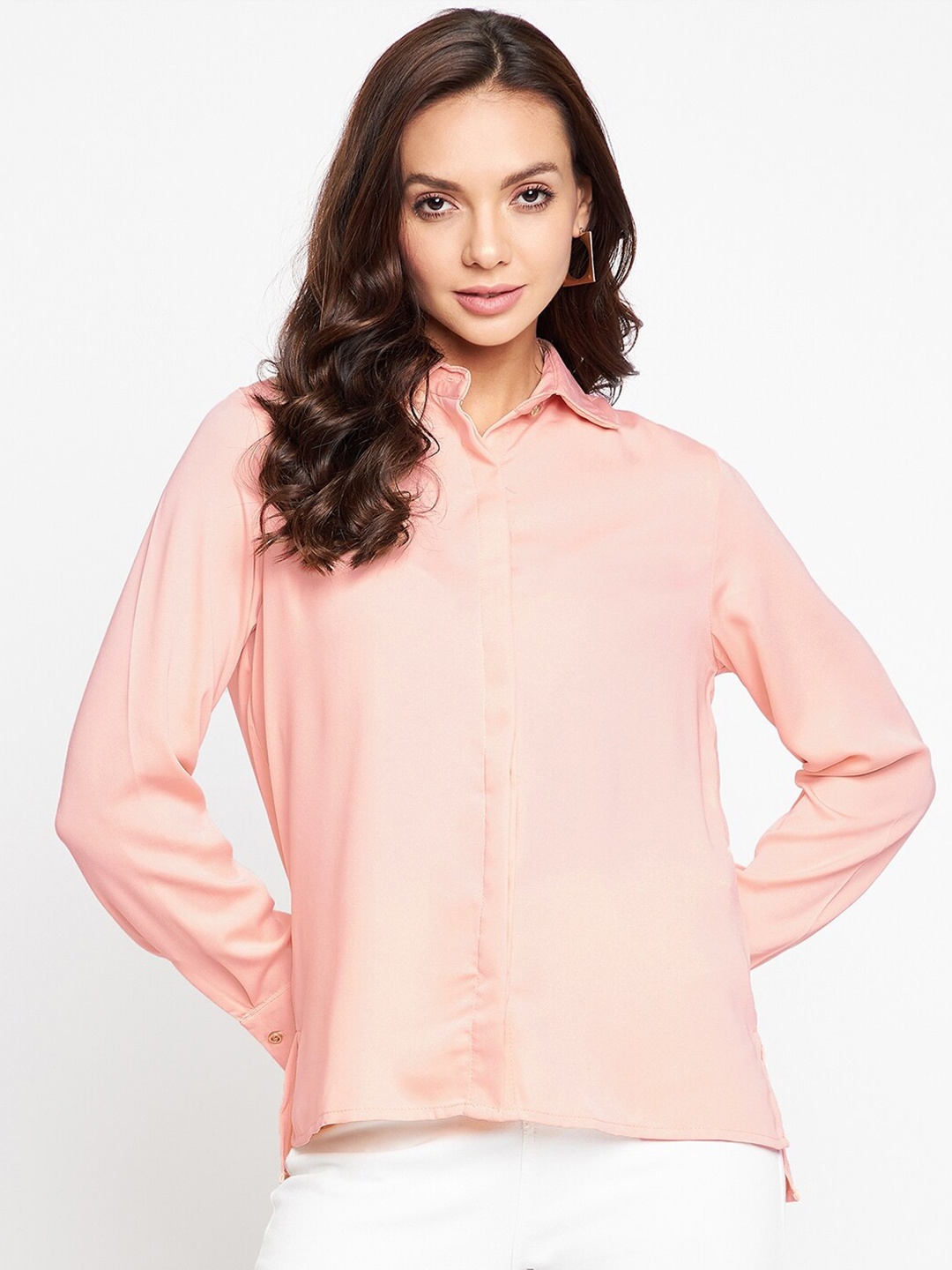 

Madame Women Peach-Coloured Casual Shirt