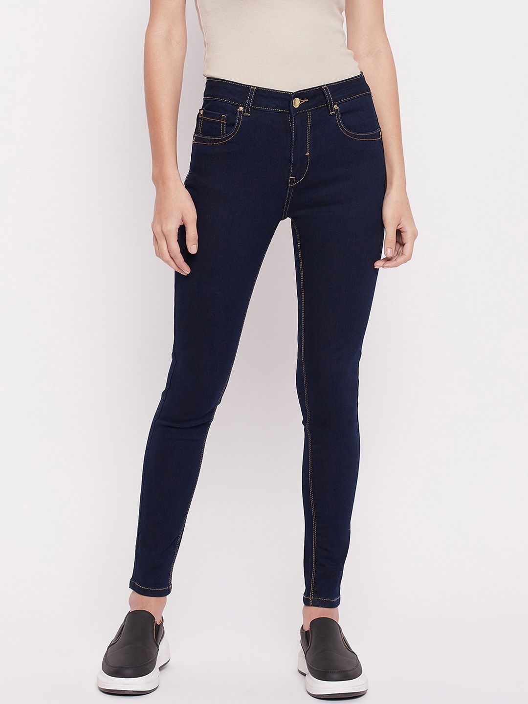 

Madame Women Navy Blue Pure Cotton Jeans