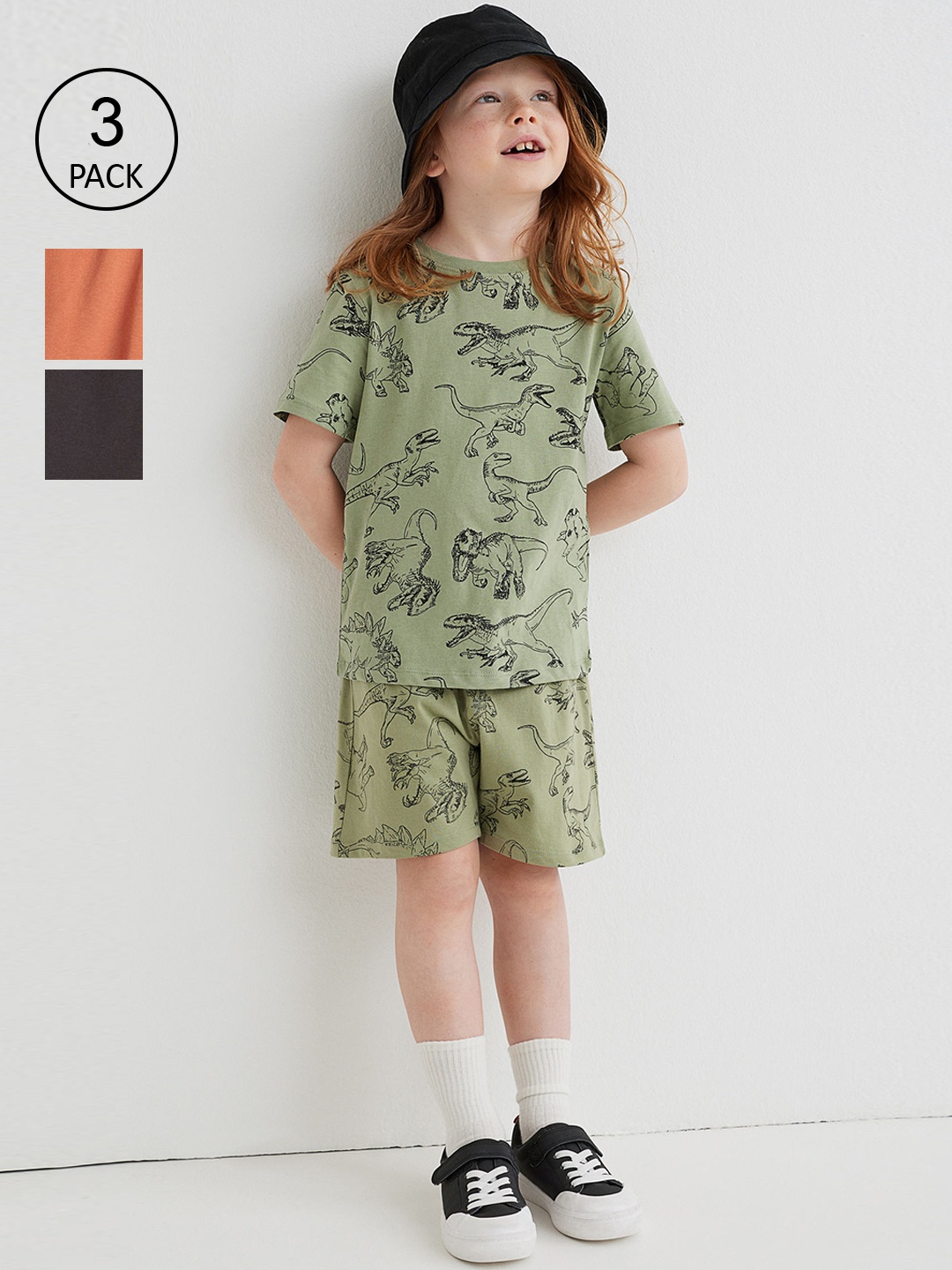 

H&M Boys 3-Pack Printed Jersey Shorts, Black