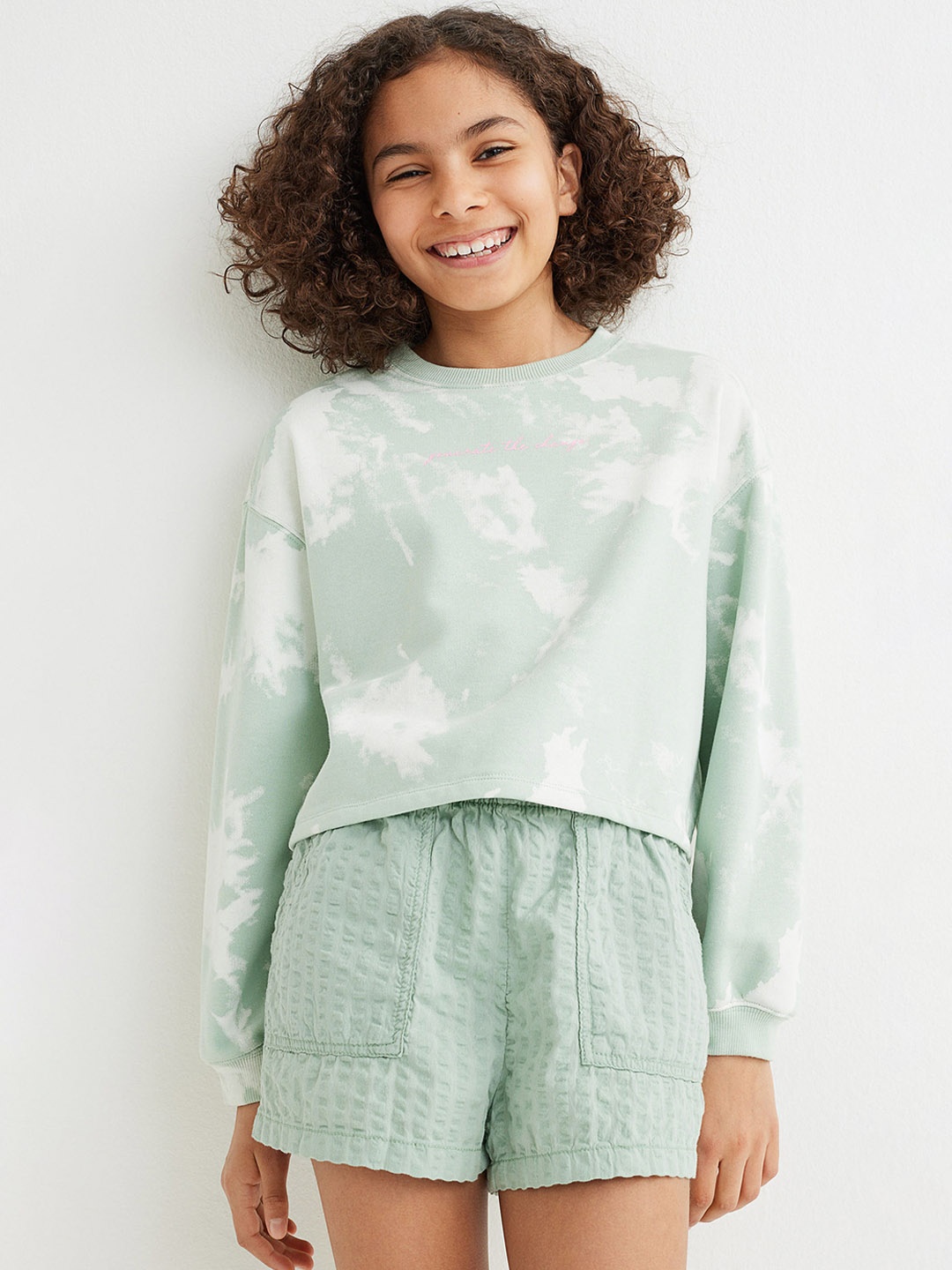 

H&M Girls Green High-Waisted Shorts