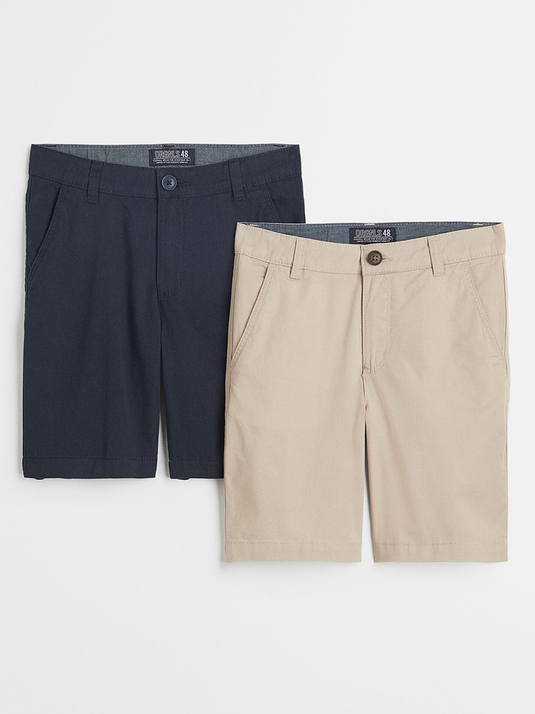 

H&M Boys Beige & Navy Blue 2-Pack Cotton Shorts