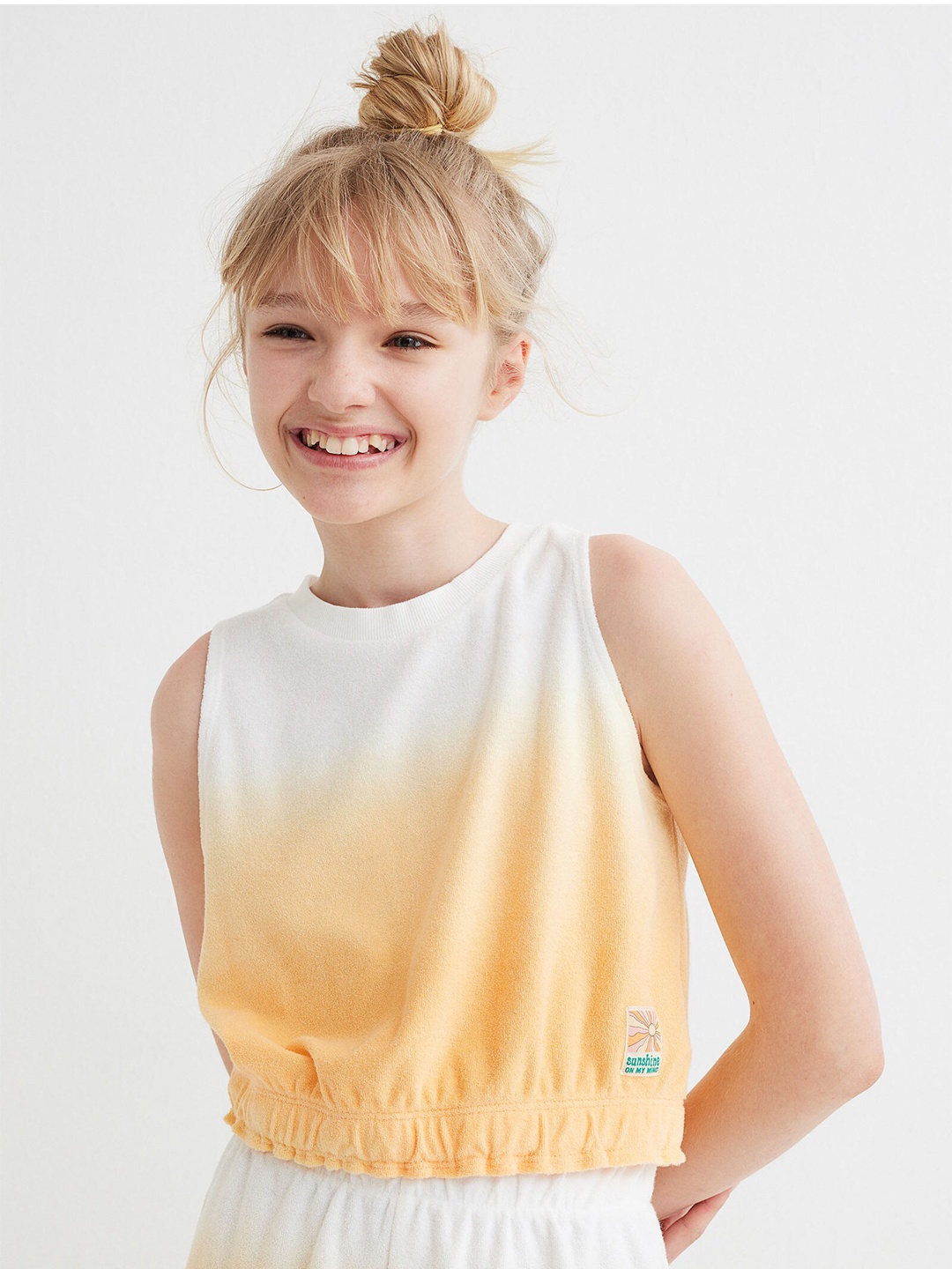 

H&M Girls Terry Top, Yellow