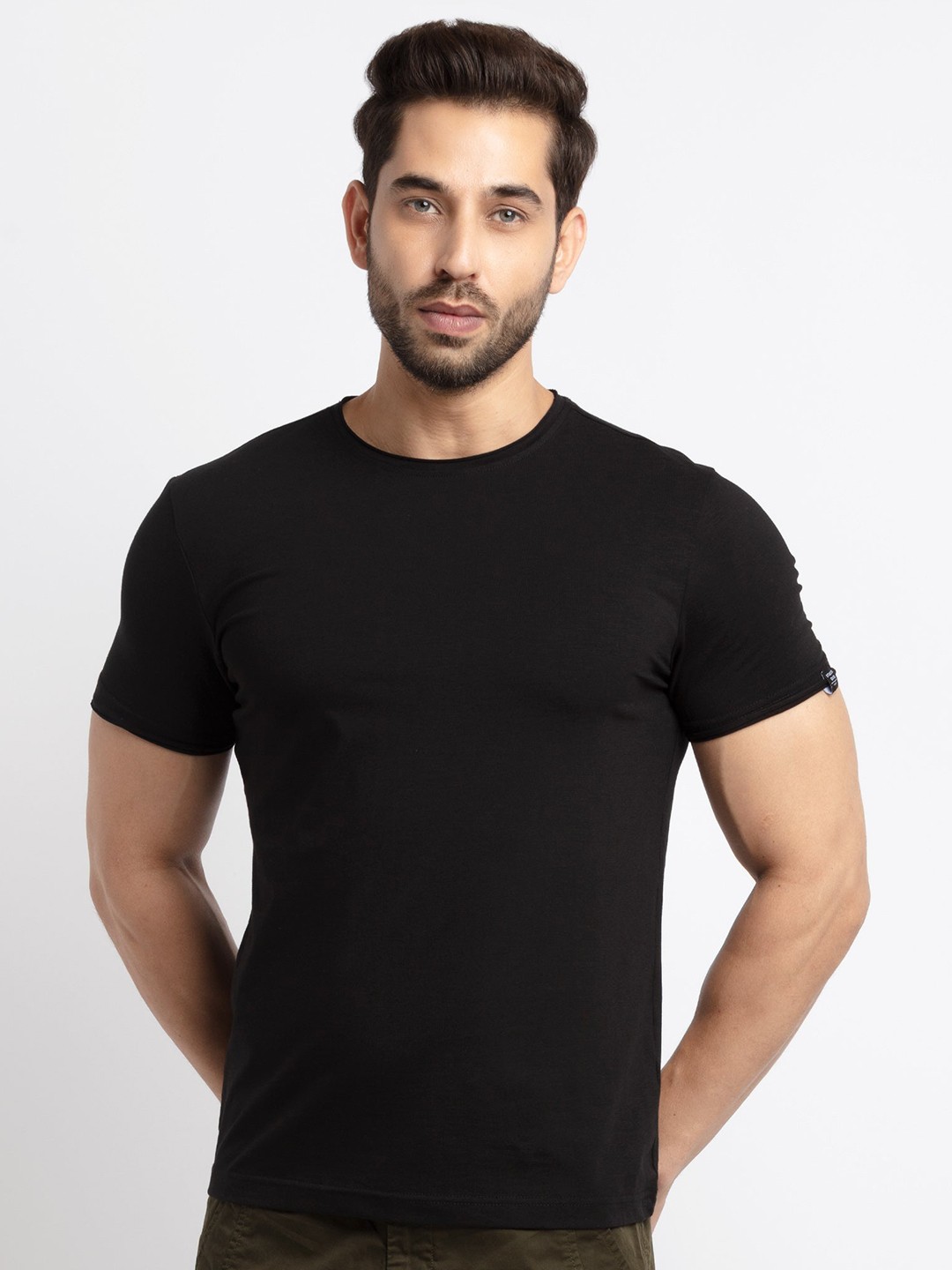 

Status Quo Men Black Slim Fit Cotton T-shirt
