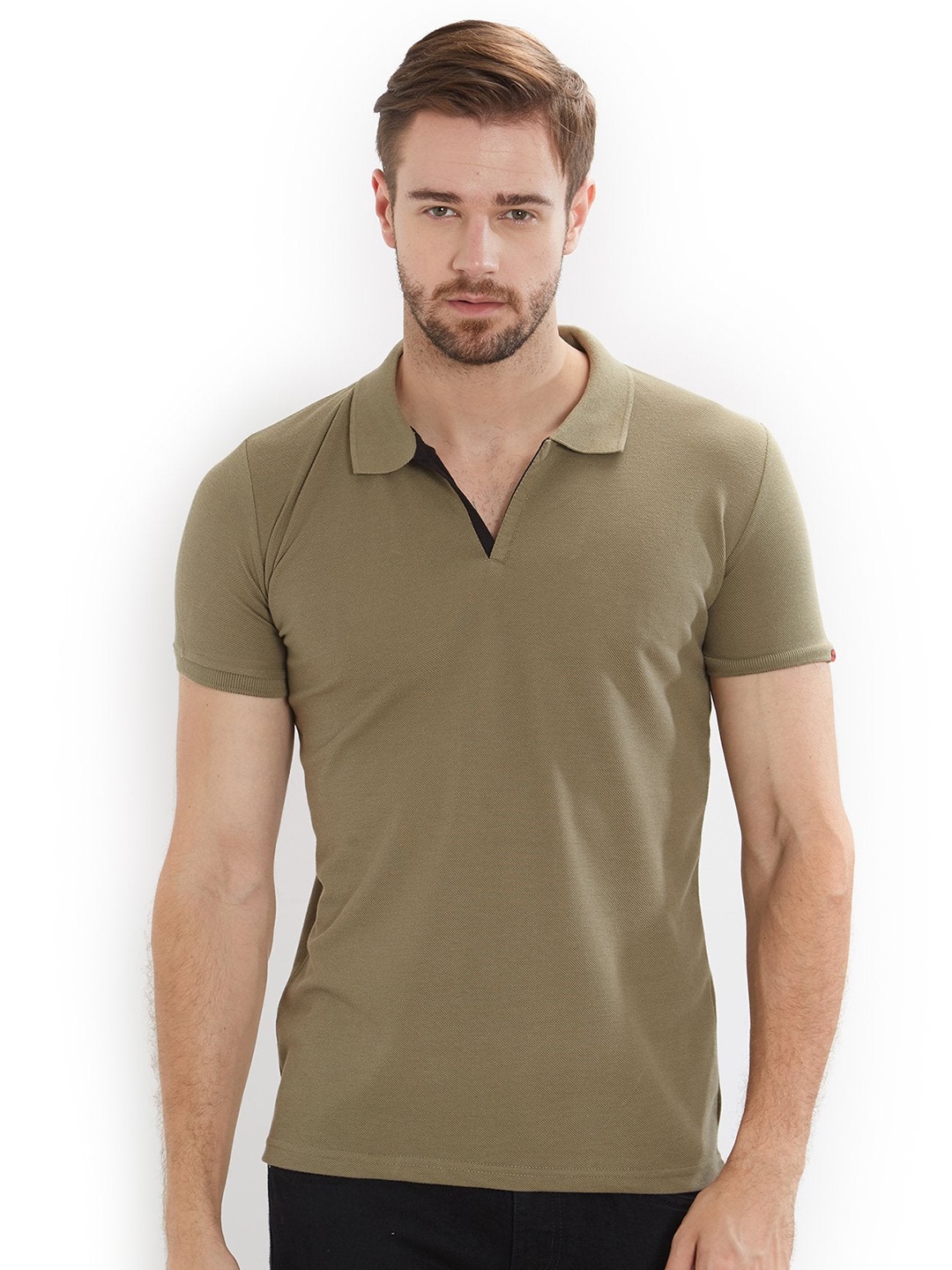 

Status Quo Men Green Polo Collar Slim Fit Cotton T-shirt