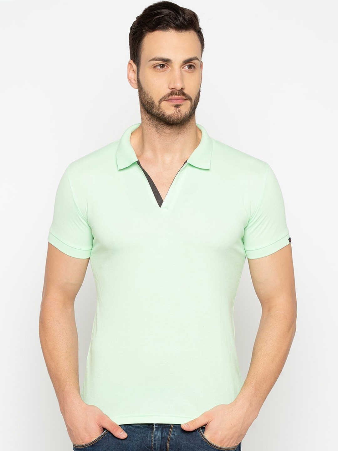 

Status Quo Men Green Polo Collar T-shirt