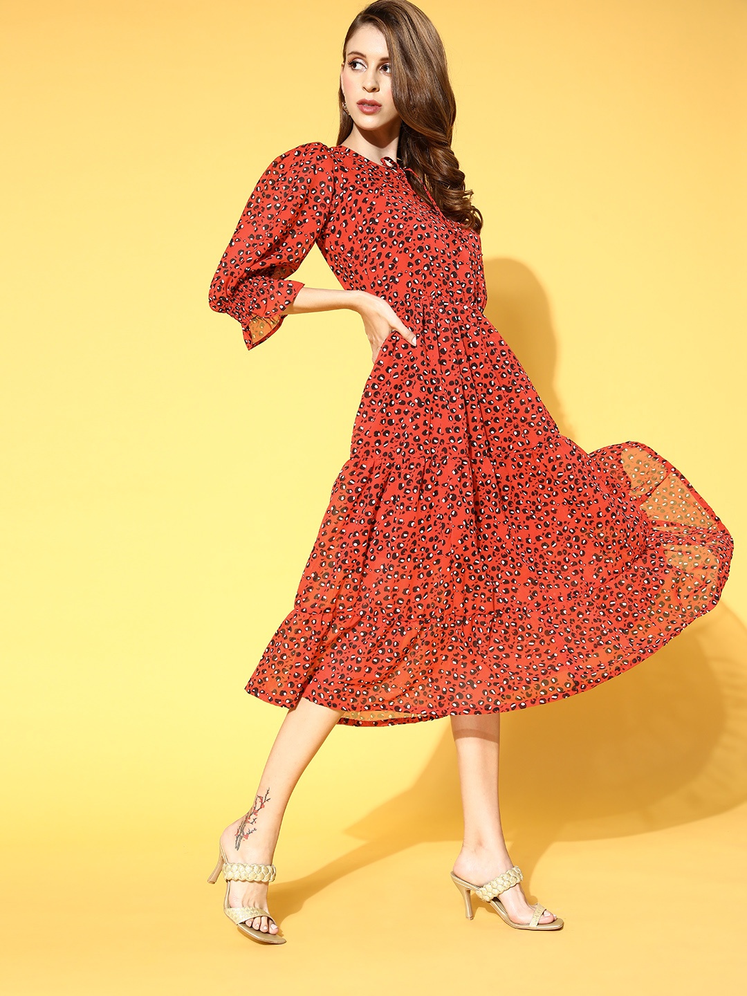 

plusS Women Attractive Red Animal Printed Vacay Attire