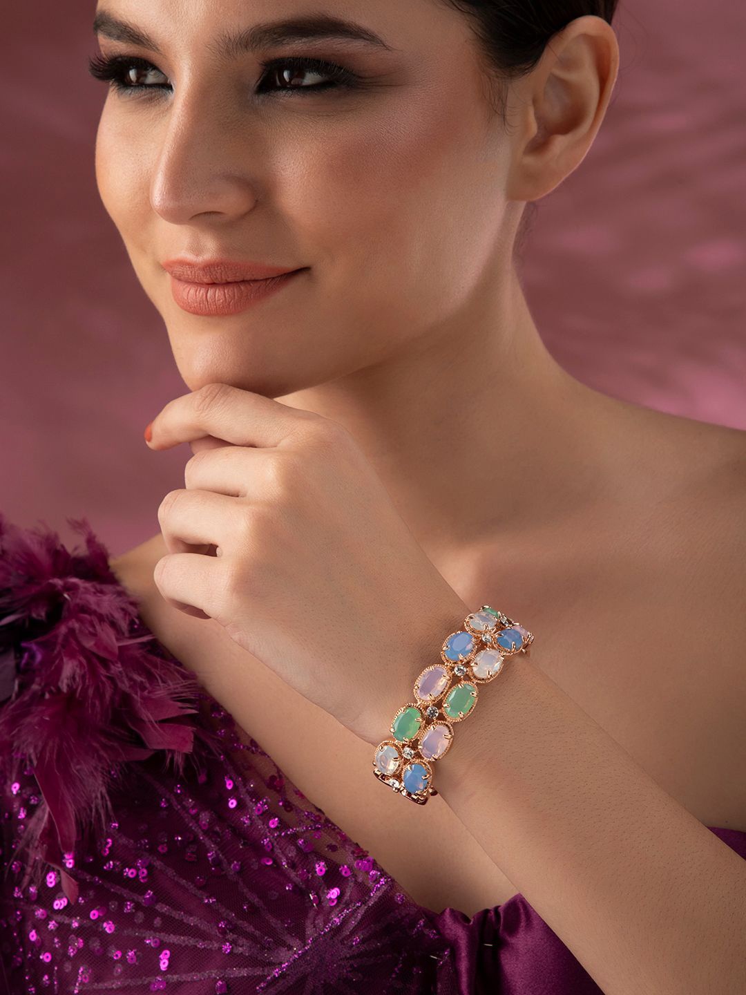 

Rubans Women Pink Gold-Plated Bangle-Style Bracelet