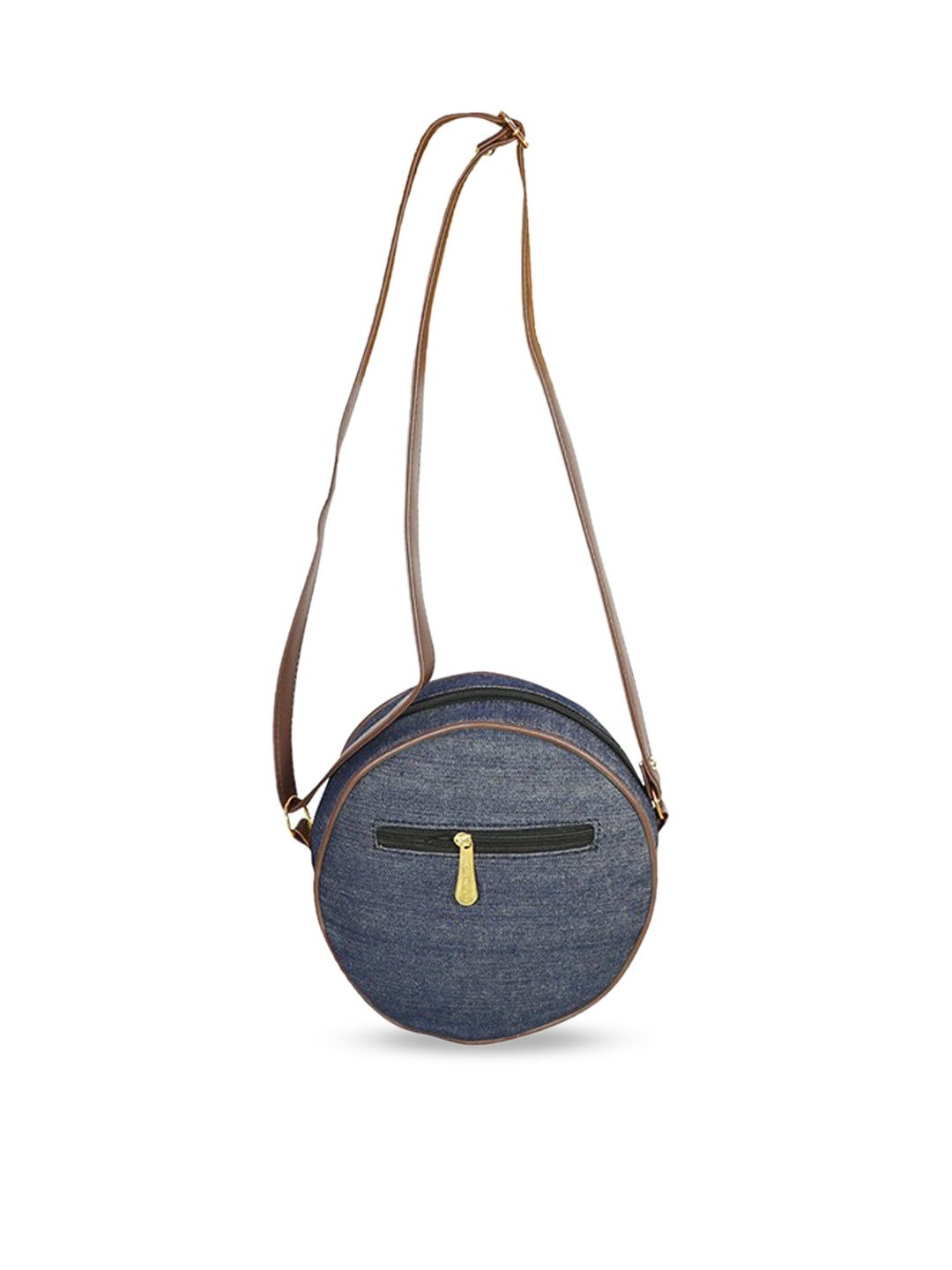 

Style SHOES Blue Half Moon Sling Bag with Applique