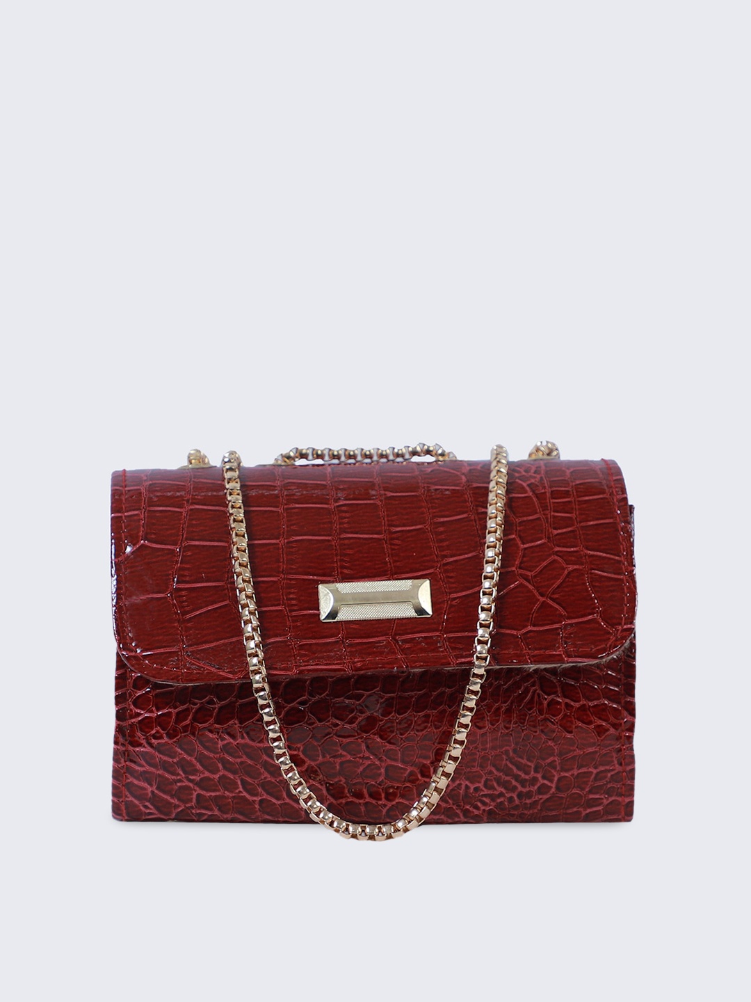 

FABBHUE Red Animal Textured PU Structured Sling Bag