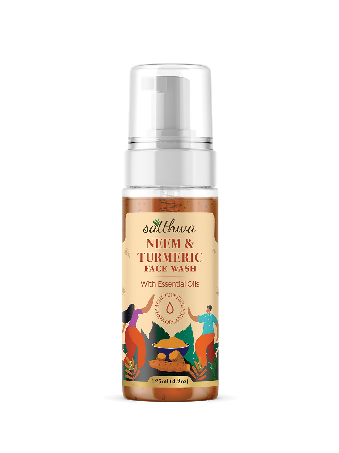 

Satthwa Neem & Turmeric Face Wash for Acne & Pimples - All Types Skin - 125ml, White