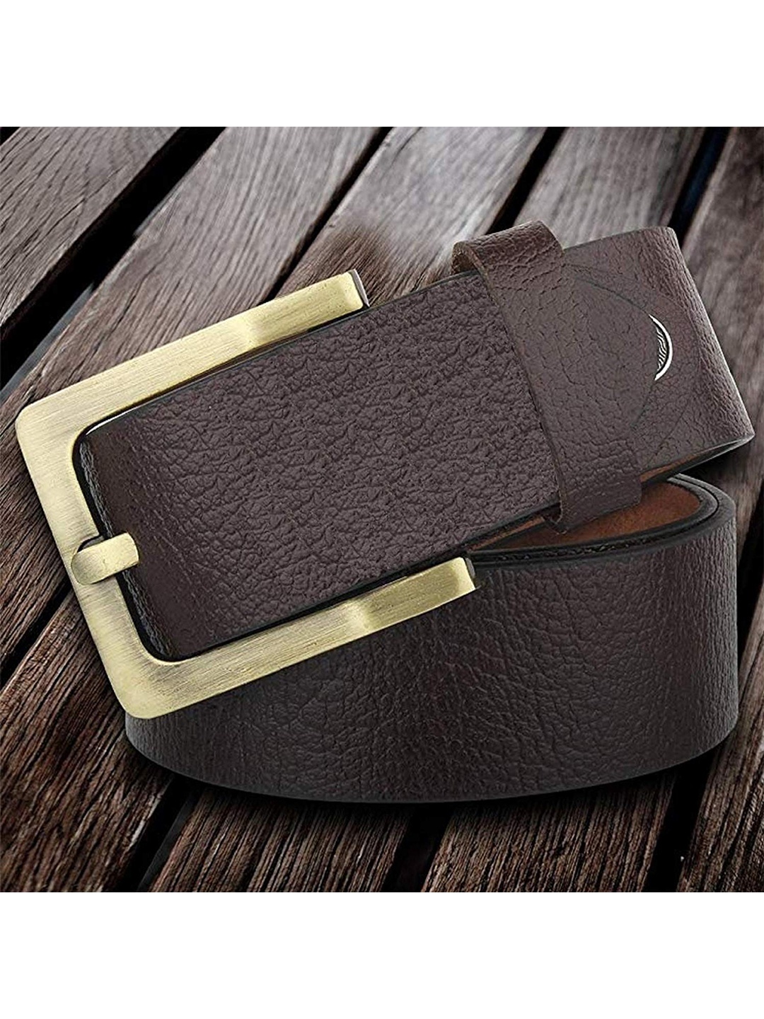 

KAEZRI Men Brown Textured Leather Formal Belt