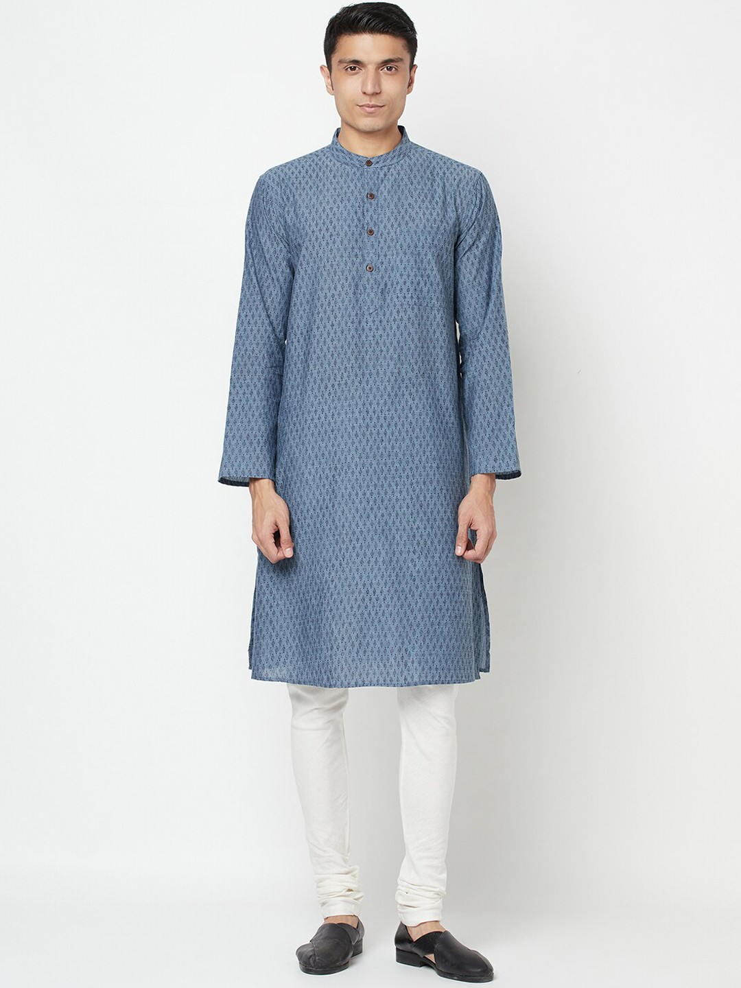 

Fabindia Men Blue Printed Cotton Kurta