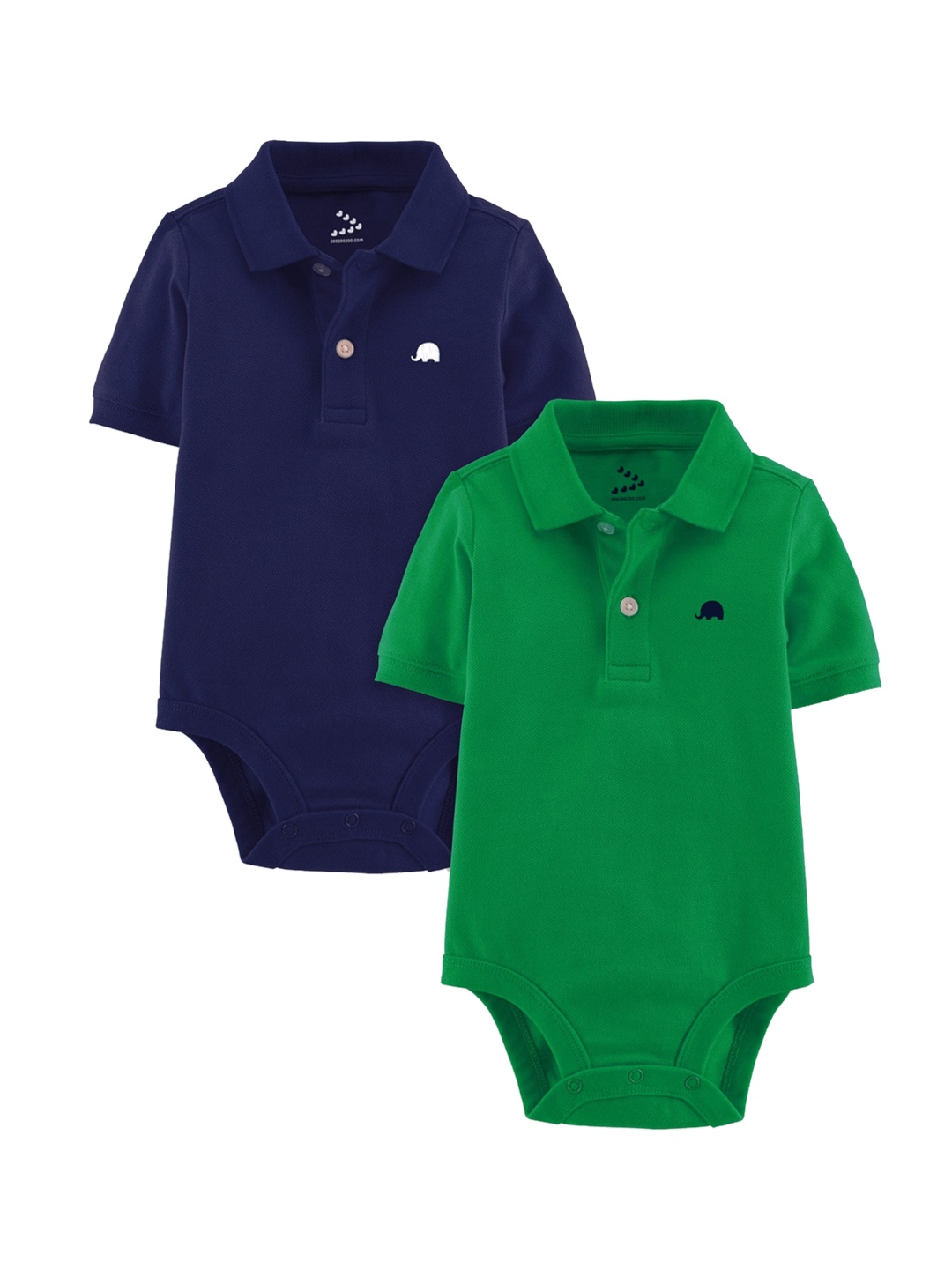 

Zeezeezoo Infants Pack Of 2 Solid Cotton Bodysuits, Navy blue