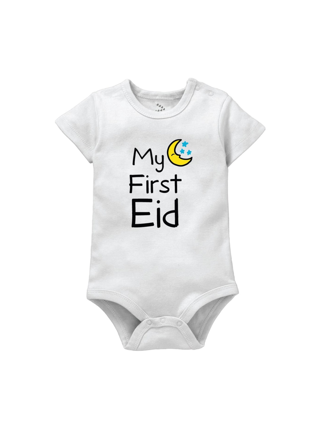 

Zeezeezoo Infant Kids White First Eid Print Bodysuit