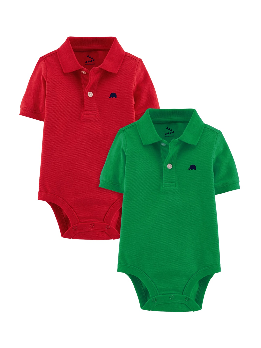 

Zeezeezoo Infants Pack Of 2 Green & Red Solid Cotton Bodysuit