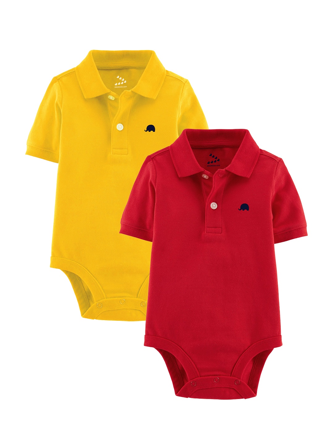 

Zeezeezoo Infant Pack of 2 Yellow & Red Solid Cotton Polo Bodysuit