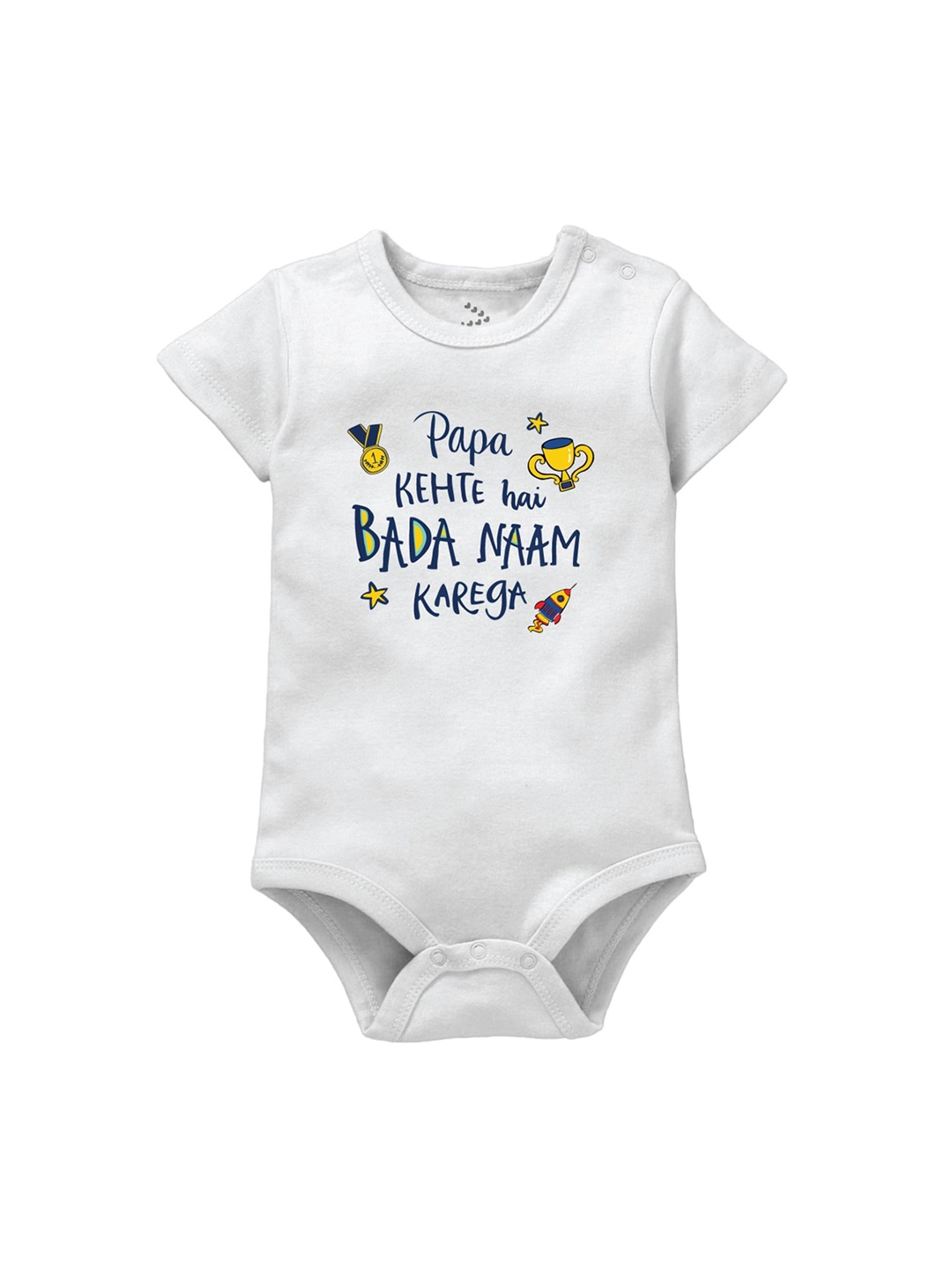 

Zeezeezoo Infant Kids Typography Printed Bodysuit, White