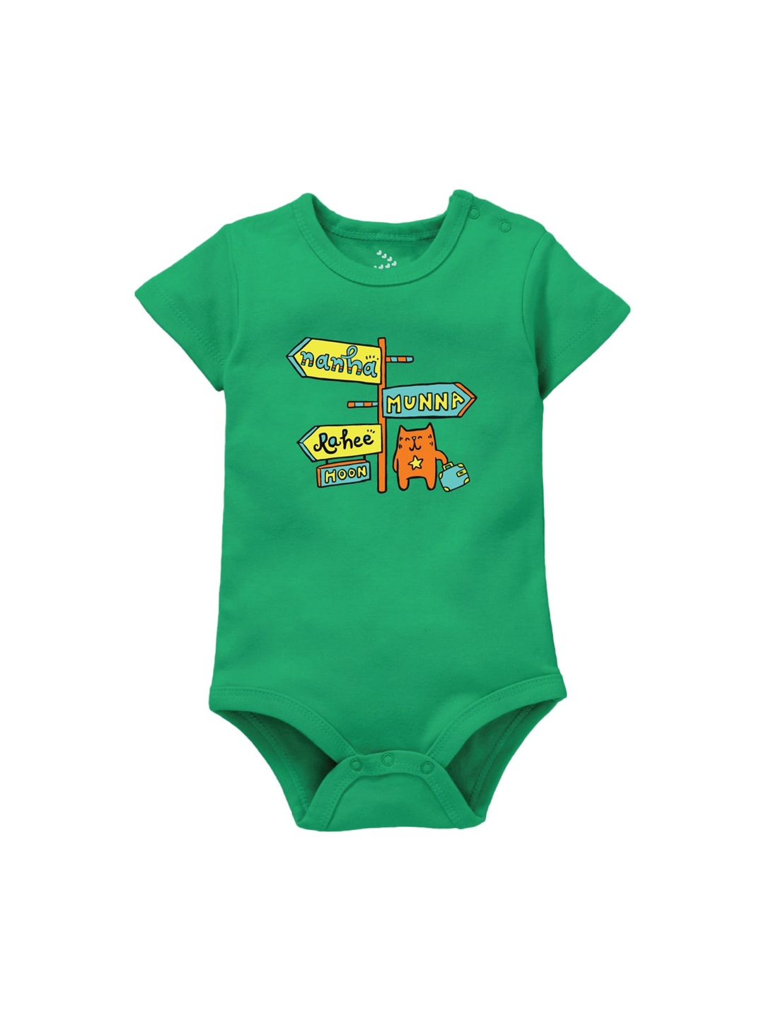 

Zeezeezoo Infants Green Printed Cotton Bodysuit