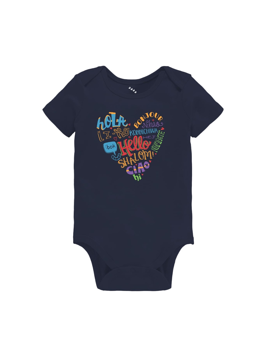 

Zeezeezoo Infant Navy Blue & Red Hello Printed Cotton Bodysuit