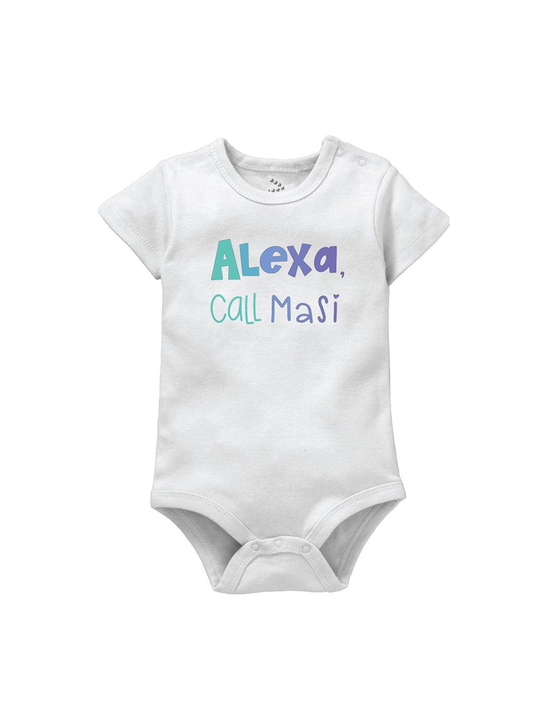 

Zeezeezoo Infant White Alexa Call Masi Printed Cotton Bodysuit