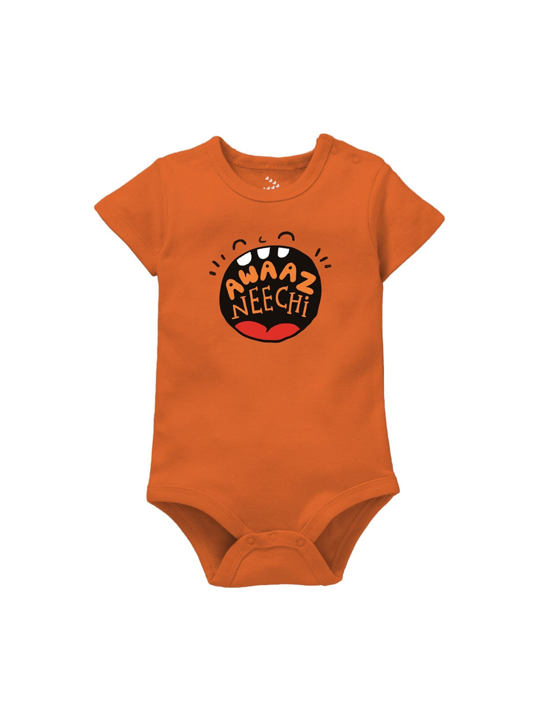 

Zeezeezoo Infant Orange Awaaz Neechi Printed Cotton Bodysuit