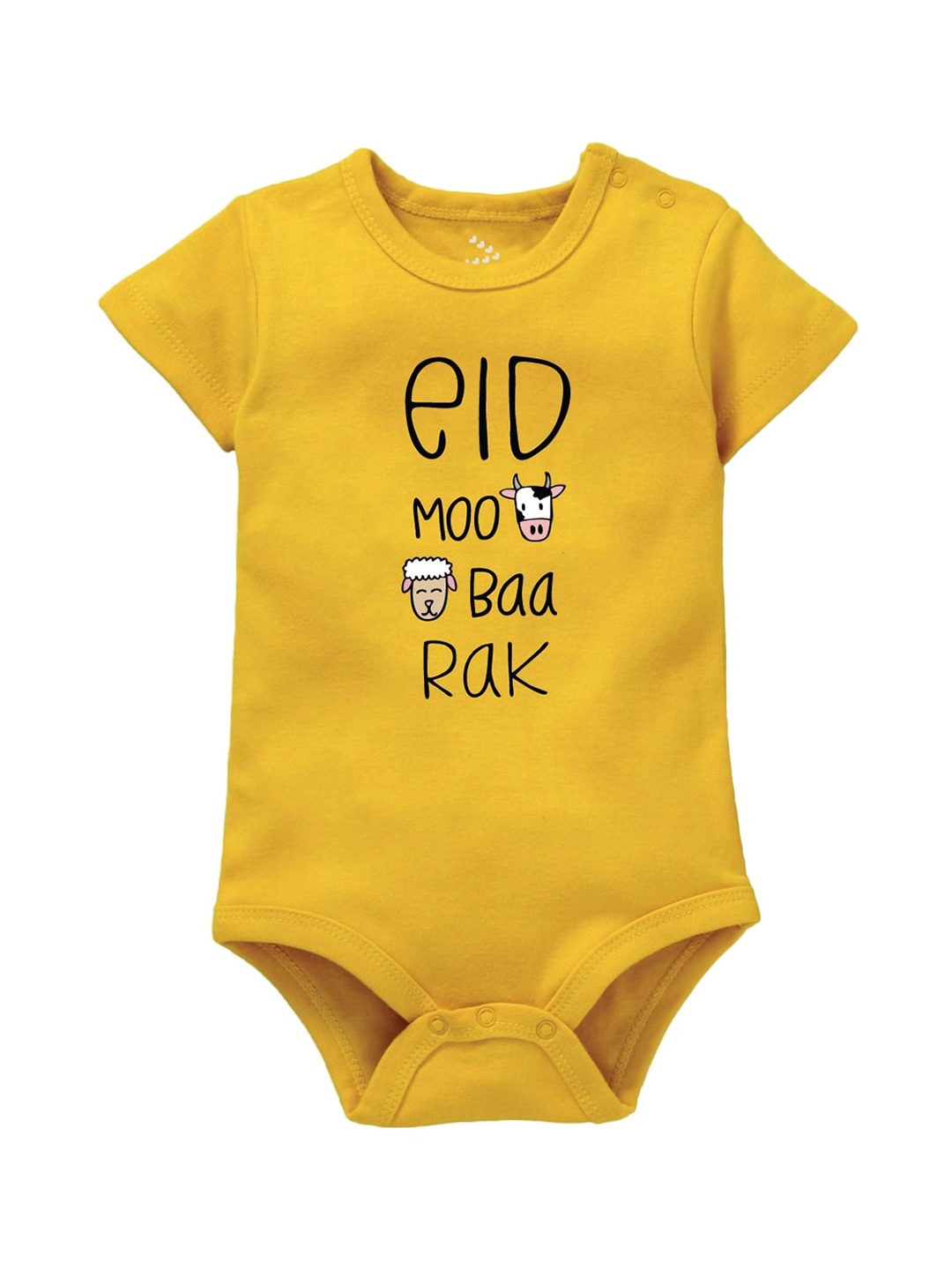 

Zeezeezoo Infant Yellow & Black Eid Moobaarak Printed Cotton Bodysuit