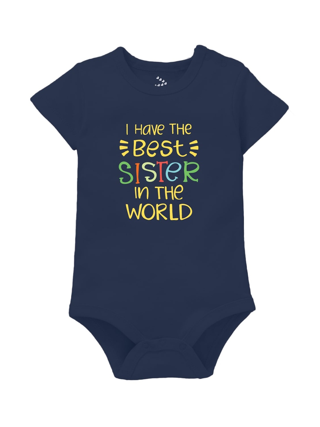 

Zeezeezoo Infant Blue & Yellow I Have The Best Sister Printed Cotton Bodysuit, Navy blue