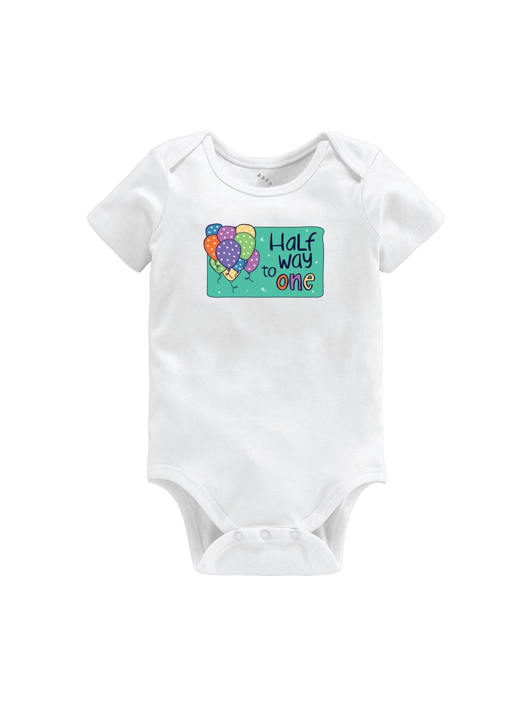 

Zeezeezoo Unisex Kids White & Green Printed Cotton Bodysuit