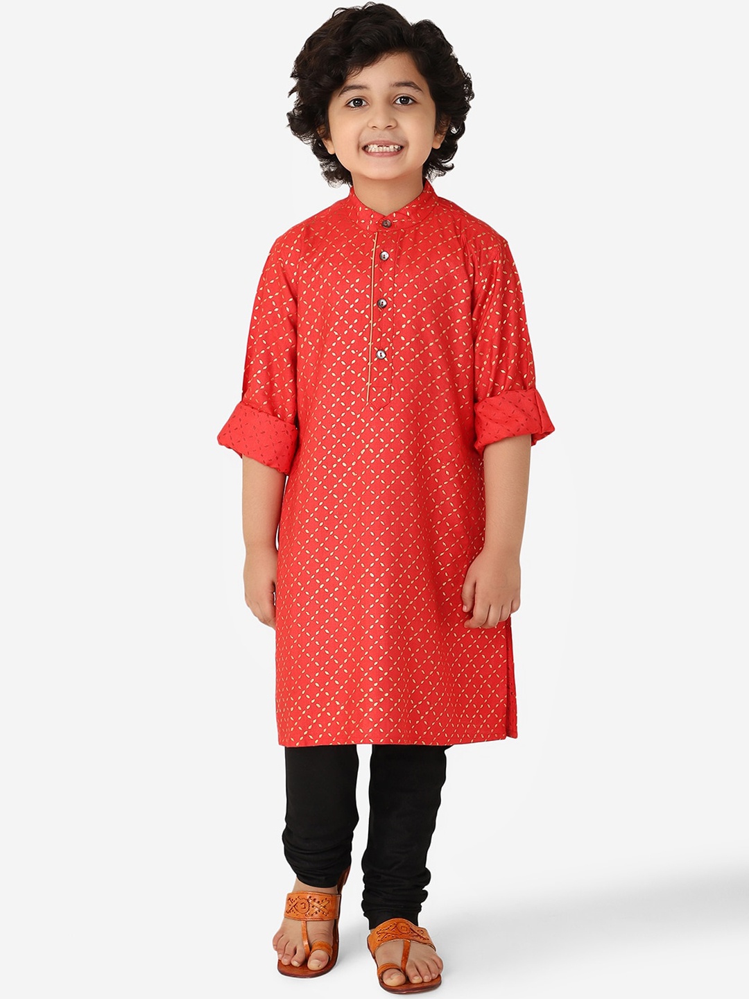 

Fabindia Boys Red Geometric Kurta