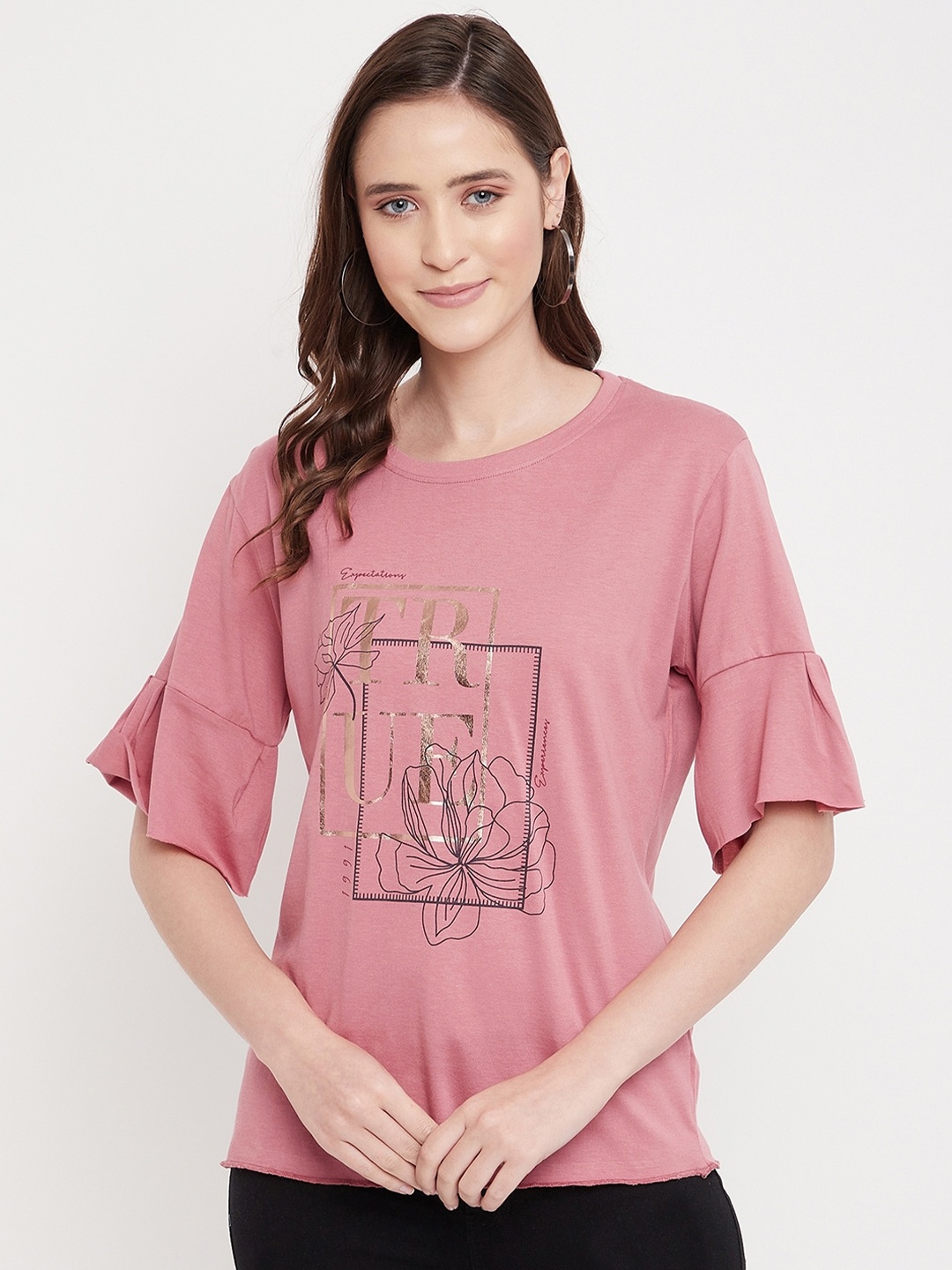 

Octave Women Pink Printed T-shirt