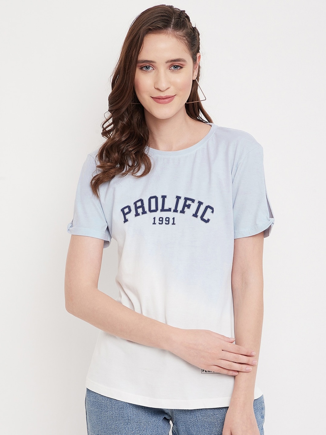 

Octave Women White Typography 100% Cotton T-shirt