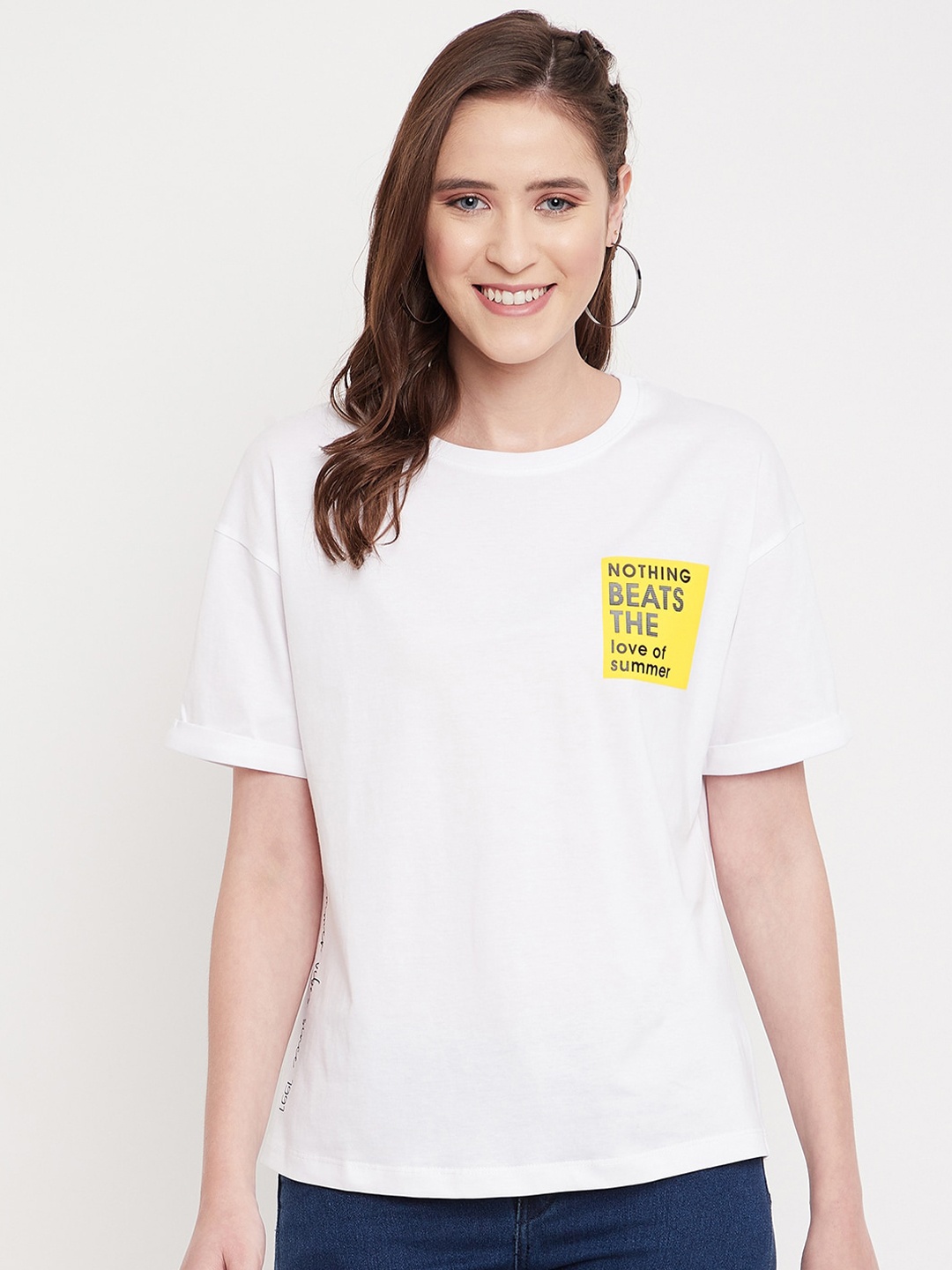 

Octave Women White Pure Cotton T-shirt